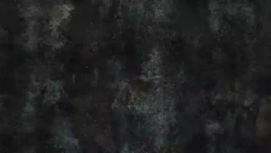 An abstract dark background with subtle textures and small, scattered light specks, resembling a deep space or a distressed surface with hints of green and yellow.