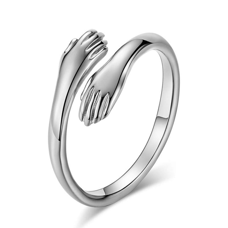 Embrace Yourself: Adjustable Sterling Silver Hug Ring
