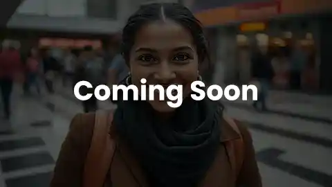 smiling woman public space soon