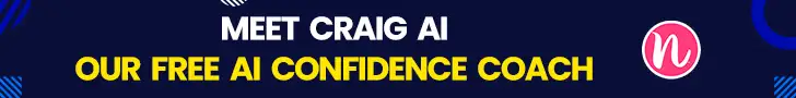 A dark blue promotional banner for nRecovery featuring the text 'MEET CRAIG AI OUR FREE AI CONFIDENCE COACH' in bold white and yellow letters, with a pink circular logo on the right.