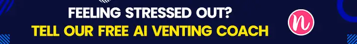 A dark blue banner for nRecovery featuring the text 'FEELING STRESSED OUT? TELL OUR FREE AI VENTING COACH' in bold white and yellow, with a pink circular logo on the right.