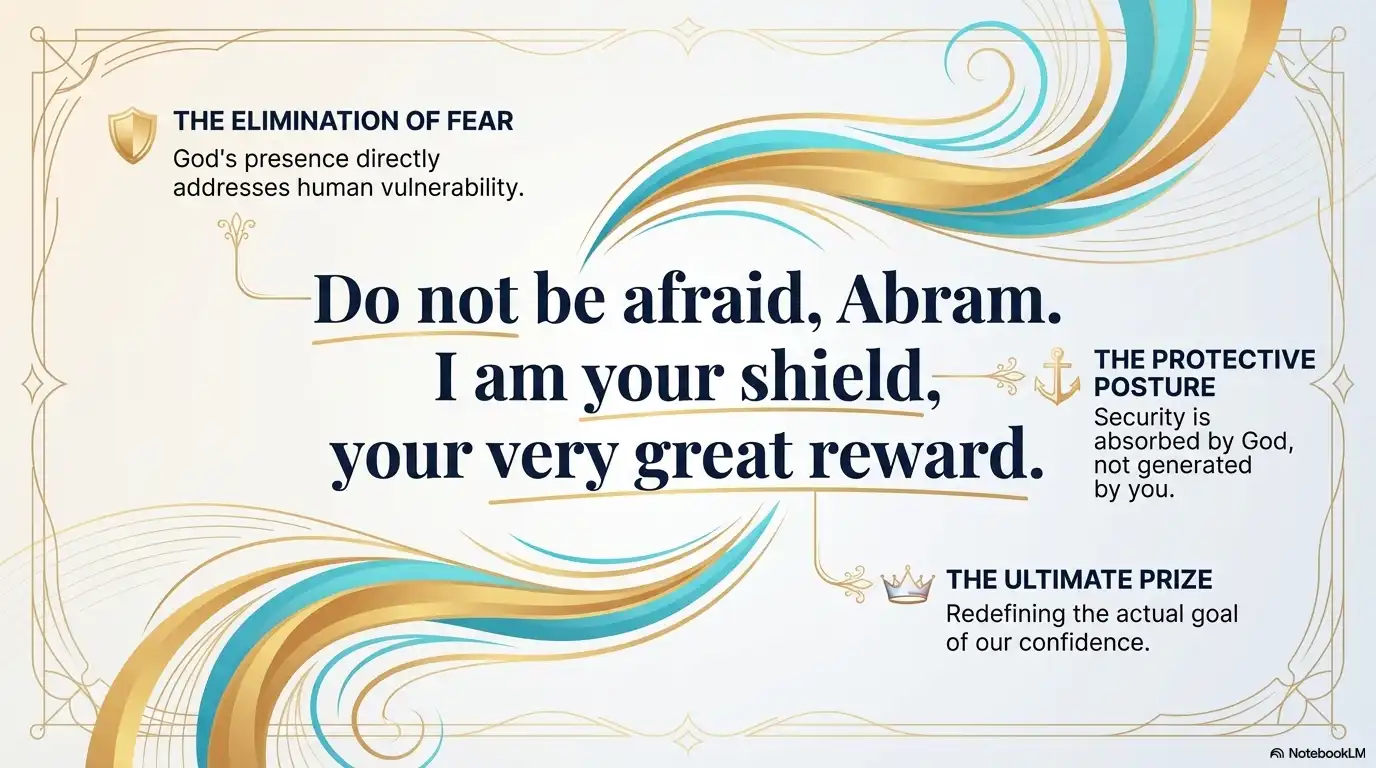 Faith-based confidence graphic with the message, Do not be afraid, Abram. I am your shield, your very great reward.