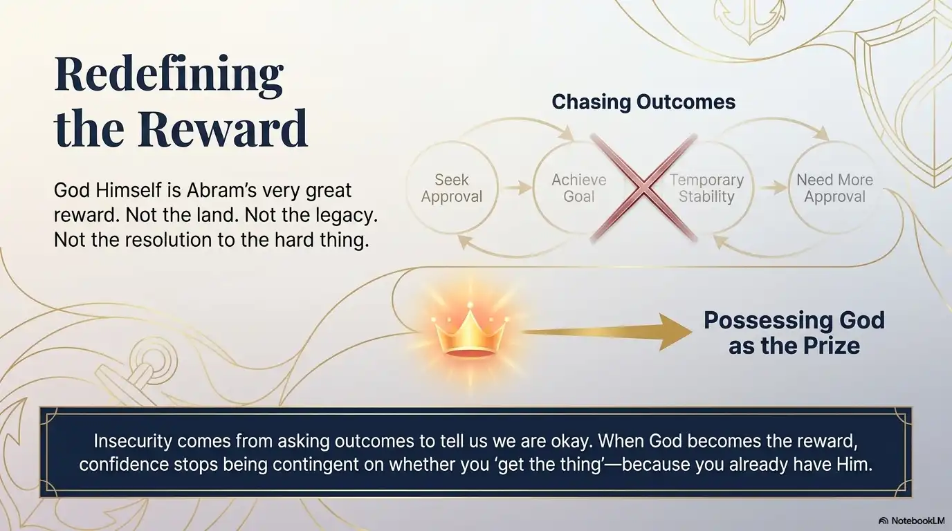Faith-based motivational graphic redefining the reward and emphasizing God as the prize instead of outcomes.