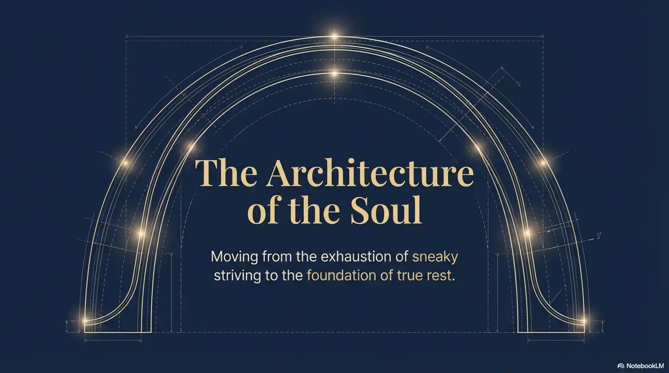 Motivational faith graphic about moving from exhausting striving to the foundation of true rest.