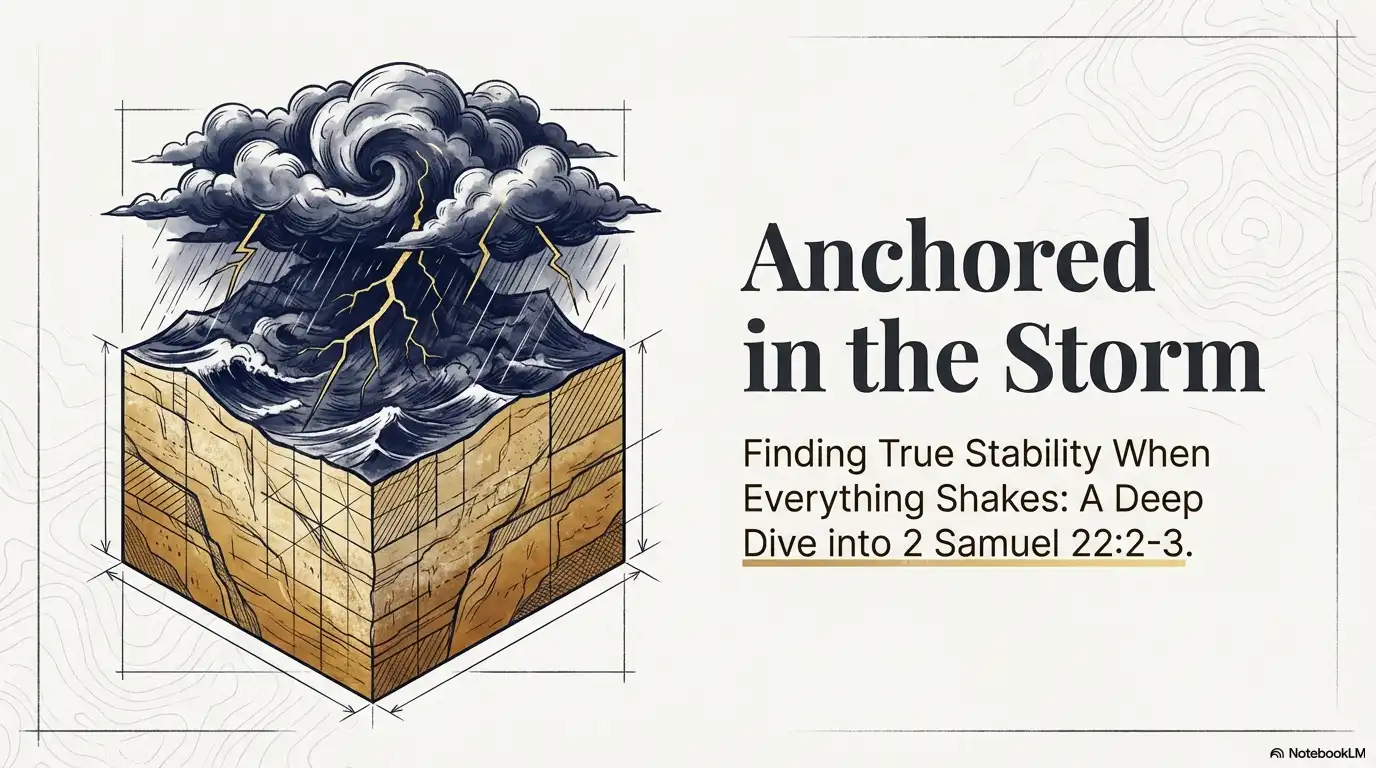 Motivational faith graphic about finding true stability when everything shakes, anchored in God during the storm.