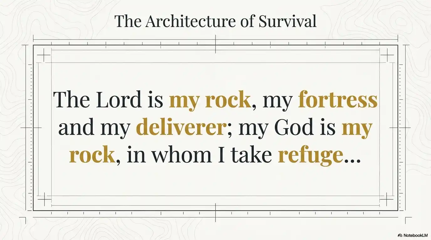 Motivational faith graphic showing a resume of absolute instability, yet highlighting tested stability through ruin.