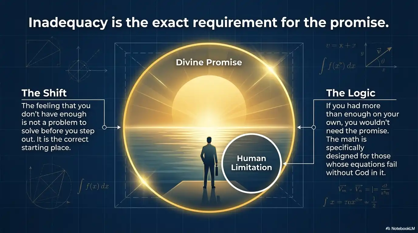 Inadequacy is the exact requirement for the promise faith graphic with human limitation and divine promise.