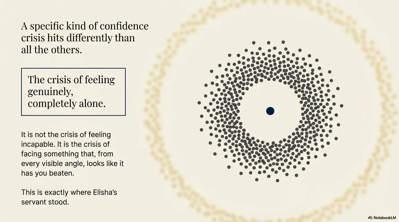 Motivational faith graphic about feeling alone during a confidence crisis and seeing beyond visible defeat.