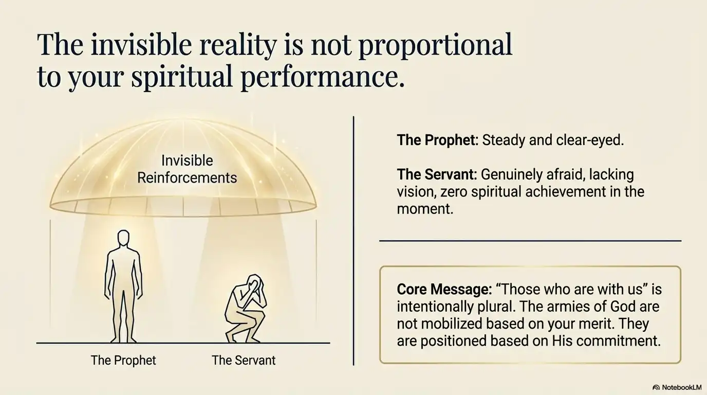 Motivational faith graphic about invisible reality not being proportional to spiritual performance.