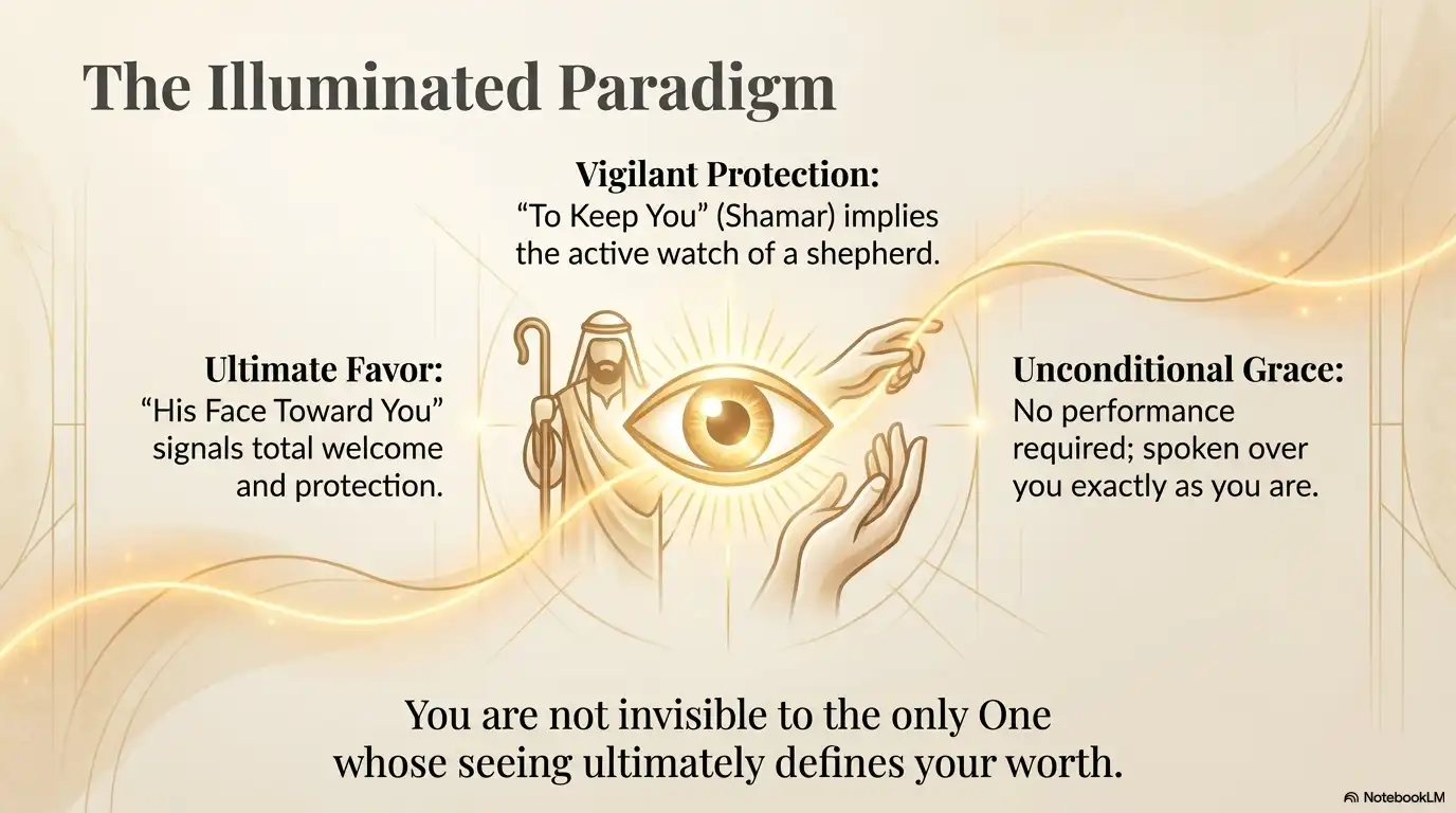 Motivational faith graphic about vigilant protection, unconditional grace, and being fully seen.