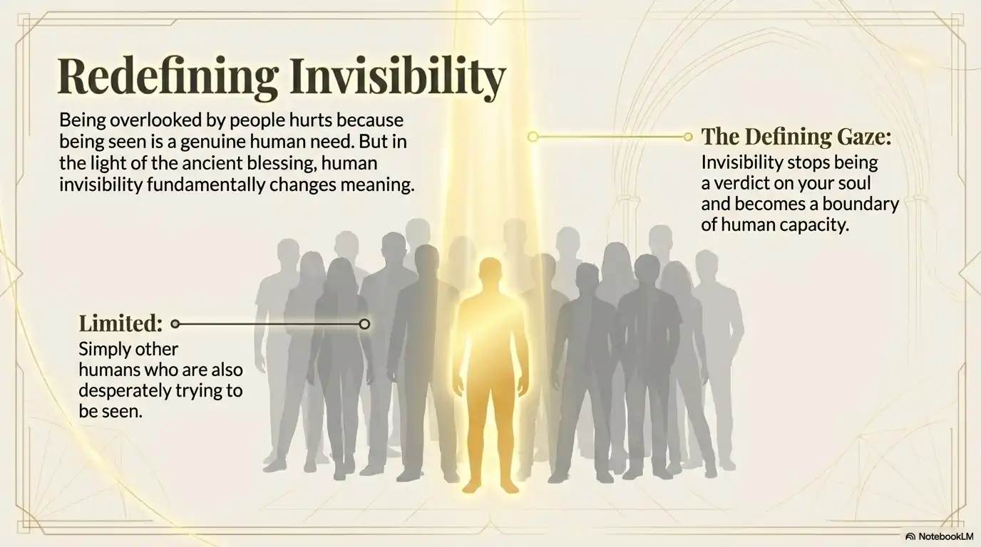 Motivational personal development graphic about redefining invisibility, being seen, and human worth.