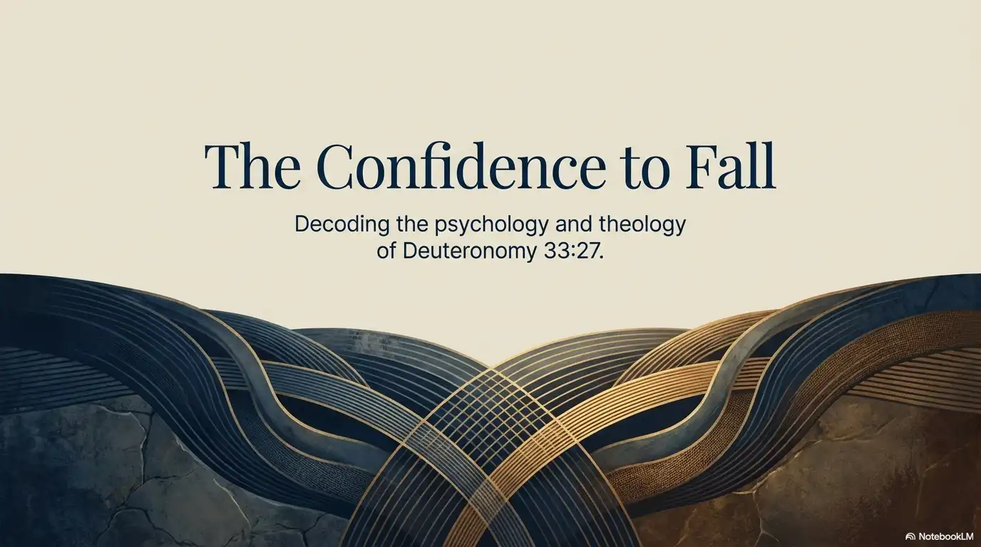 Motivational faith graphic about the confidence to fall, trust, and the theology of Deuteronomy 33:27.