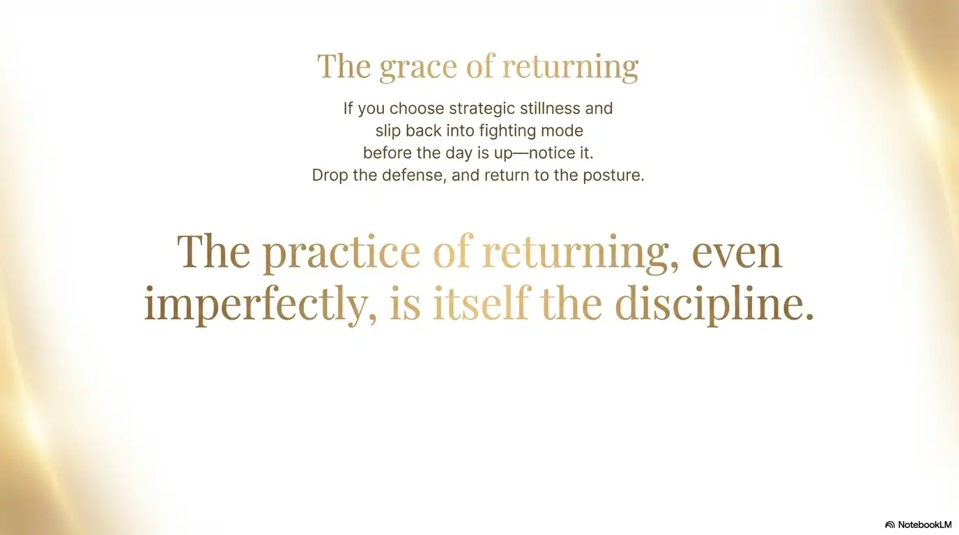 Motivational faith graphic about the 24-hour strategic stillness challenge and stopping fighting, explaining, and defending.