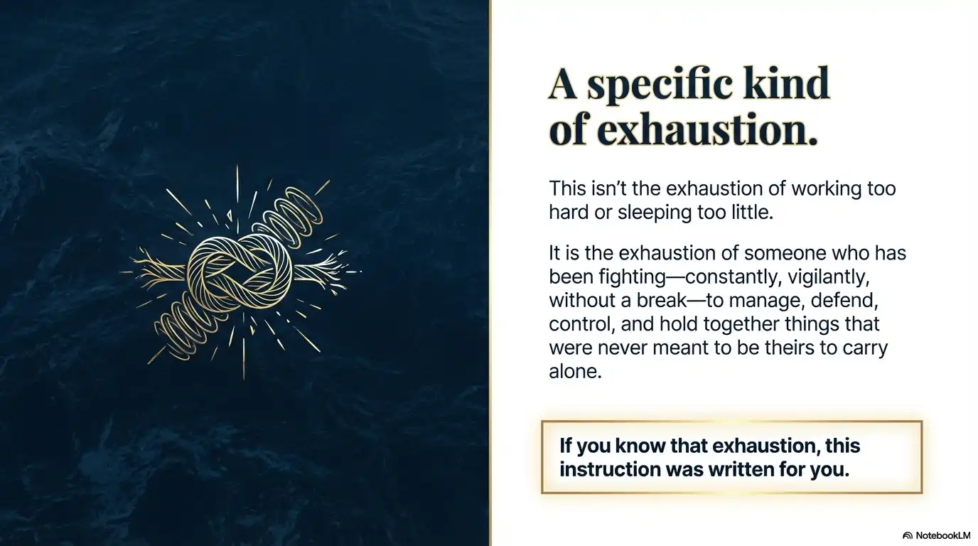 Motivational support graphic about a specific kind of exhaustion from constant fighting and carrying too much alone.