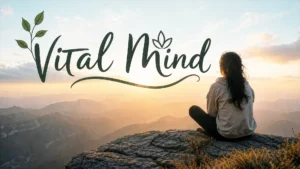 A person sitting peacefully on a mountain cliff at sunset, representing the Vital Mind course for mental clarity and personal growth on nRecovery.