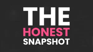 The Honest Snapshot title card with bold white and pink text on a dark background for nRecovery personal development and coaching.