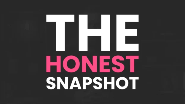The Honest Snapshot title card with bold white and pink text on a dark background for nRecovery personal development and coaching.